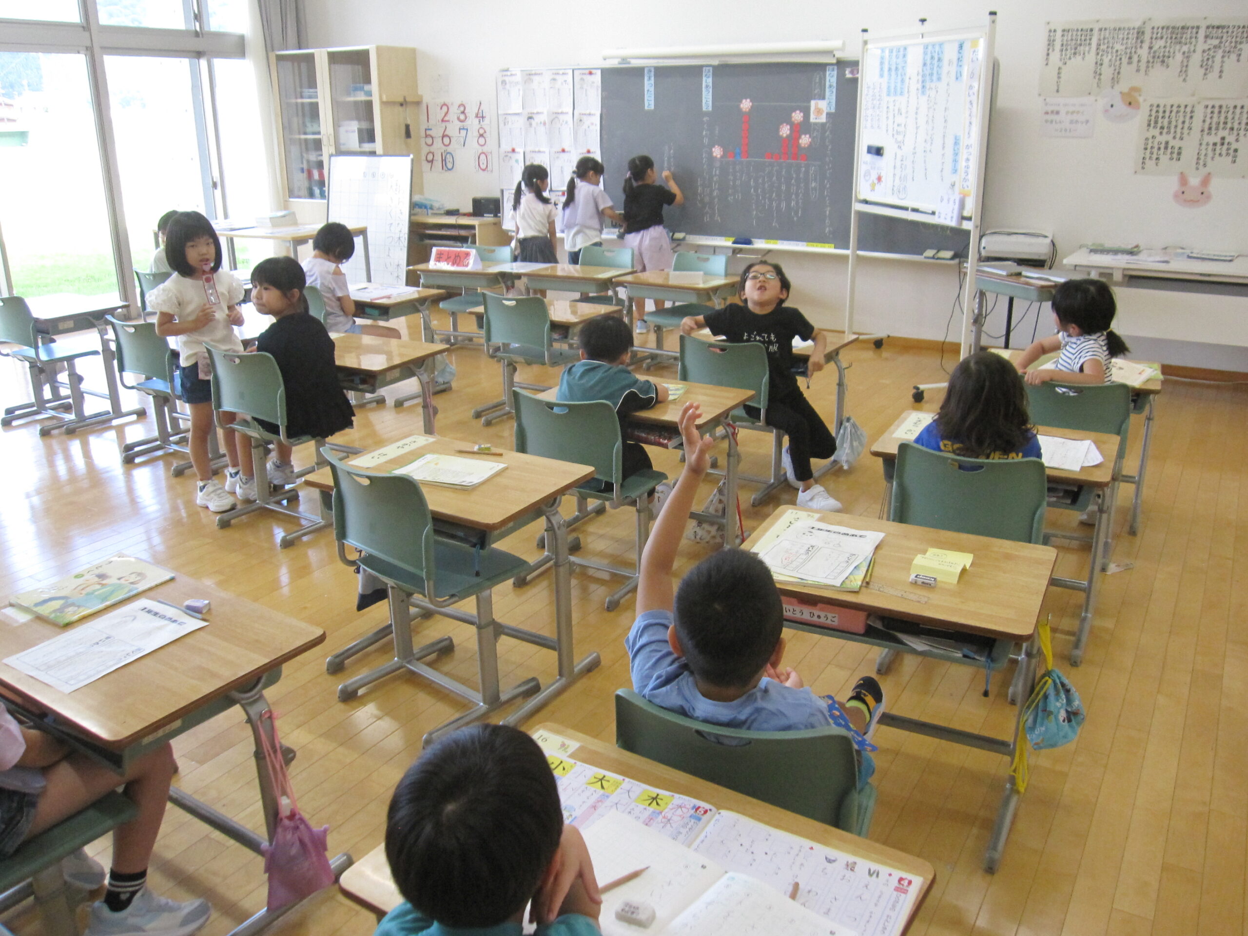 ８月28日 １年生がお誕生日会の話合いをしていました のサムネイル画像